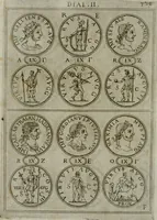 An illustration from Discorsi del S. Don Antonio Agostini sopra le medaglie et altre anticaglie divisi in XI dialoghi : tradotti dalla lingua spagnuola nell'italiana con l'aggiunta di molti ritratti di belle, et rare medaglie .. (1592)