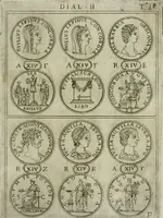 An illustration from Discorsi del S. Don Antonio Agostini sopra le medaglie et altre anticaglie divisi in XI dialoghi : tradotti dalla lingua spagnuola nell'italiana con l'aggiunta di molti ritratti di belle, et rare medaglie .. (1592)