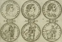 An illustration from Discorsi del S. Don Antonio Agostini sopra le medaglie et altre anticaglie divisi in XI dialoghi : tradotti dalla lingua spagnuola nell'italiana con l'aggiunta di molti ritratti di belle, et rare medaglie .. (1592)