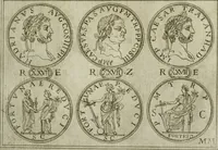 An illustration from Discorsi del S. Don Antonio Agostini sopra le medaglie et altre anticaglie divisi in XI dialoghi : tradotti dalla lingua spagnuola nell'italiana con l'aggiunta di molti ritratti di belle, et rare medaglie .. (1592)