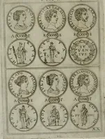 An illustration from Discorsi del S. Don Antonio Agostini sopra le medaglie et altre anticaglie divisi in XI dialoghi : tradotti dalla lingua spagnuola nell'italiana con l'aggiunta di molti ritratti di belle, et rare medaglie .. (1592)