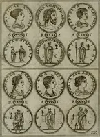 An illustration from Discorsi del S. Don Antonio Agostini sopra le medaglie et altre anticaglie divisi in XI dialoghi : tradotti dalla lingua spagnuola nell'italiana con l'aggiunta di molti ritratti di belle, et rare medaglie .. (1592)