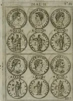 An illustration from Discorsi del S. Don Antonio Agostini sopra le medaglie et altre anticaglie divisi in XI dialoghi : tradotti dalla lingua spagnuola nell'italiana con l'aggiunta di molti ritratti di belle, et rare medaglie .. (1592)