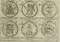 An illustration from Discorsi del S. Don Antonio Agostini sopra le medaglie et altre anticaglie divisi in XI dialoghi : tradotti dalla lingua spagnuola nell'italiana con l'aggiunta di molti ritratti di belle, et rare medaglie .. (1592)