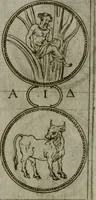 An illustration from Discorsi del S. Don Antonio Agostini sopra le medaglie et altre anticaglie divisi in XI dialoghi : tradotti dalla lingua spagnuola nell'italiana con l'aggiunta di molti ritratti di belle, et rare medaglie .. (1592)