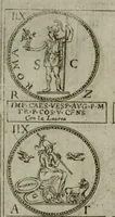 An illustration from Discorsi del S. Don Antonio Agostini sopra le medaglie et altre anticaglie divisi in XI dialoghi : tradotti dalla lingua spagnuola nell'italiana con l'aggiunta di molti ritratti di belle, et rare medaglie .. (1592)