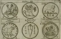 An illustration from Discorsi del S. Don Antonio Agostini sopra le medaglie et altre anticaglie divisi in XI dialoghi : tradotti dalla lingua spagnuola nell'italiana con l'aggiunta di molti ritratti di belle, et rare medaglie .. (1592)
