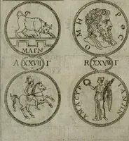 An illustration from Discorsi del S. Don Antonio Agostini sopra le medaglie et altre anticaglie divisi in XI dialoghi : tradotti dalla lingua spagnuola nell'italiana con l'aggiunta di molti ritratti di belle, et rare medaglie .. (1592)