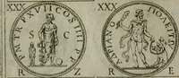 An illustration from Discorsi del S. Don Antonio Agostini sopra le medaglie et altre anticaglie divisi in XI dialoghi : tradotti dalla lingua spagnuola nell'italiana con l'aggiunta di molti ritratti di belle, et rare medaglie .. (1592)