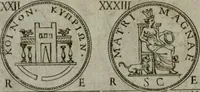 An illustration from Discorsi del S. Don Antonio Agostini sopra le medaglie et altre anticaglie divisi in XI dialoghi : tradotti dalla lingua spagnuola nell'italiana con l'aggiunta di molti ritratti di belle, et rare medaglie .. (1592)