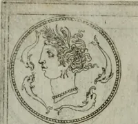 An illustration from Discorsi del S. Don Antonio Agostini sopra le medaglie et altre anticaglie divisi in XI dialoghi : tradotti dalla lingua spagnuola nell'italiana con l'aggiunta di molti ritratti di belle, et rare medaglie .. (1592)