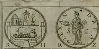 An illustration from Discorsi del S. Don Antonio Agostini sopra le medaglie et altre anticaglie divisi in XI dialoghi : tradotti dalla lingua spagnuola nell'italiana con l'aggiunta di molti ritratti di belle, et rare medaglie .. (1592)