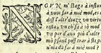 An illustration from Discorso della lingva bolognese : in questa terza impressione arrichito di molte curiosità vtili à signori forastieri : doue si dilucidano intelligenza dell'idioma, academici ritroui, attinenze del studio, vsanze della città, commerzio del trafico, nouelle morali, onoranze di virtuosi, esercizi bellici, trattenimenti popolari, faceti discorsi, cianciumi donneschi, prouerbi dichiarati : bizarro capriccio (1630)