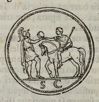 An illustration from Discorso di M. Sebastiano Erizzo sopra le medaglie de gli antichi : con la Dichiaratione delle monete consulari, & delle medaglie de gli imperadori romani : nella quale si contiene una piena & varia cognitione dell'istoria di quei tempi (1571)