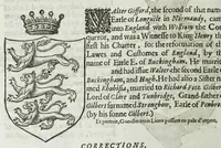 Picture 3 of 26 from A discouerie of errours in the first edition of the Catalogue of nobility, published by Raphe Brooke, Yorke Herald, 1619, and printed heerewith word for word, according to that edition : with a continuance of the successions, from 1619 vntill this present yeare, 1622 : at the end whereof, is annexed a review of a later edition, by him stolne into the world, 1621 (1622), leaf 134