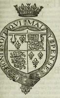 An illustration from A discouerie of errours in the first edition of the Catalogue of nobility, published by Raphe Brooke, Yorke Herald, 1619, and printed heerewith word for word, according to that edition : with a continuance of the successions, from 1619 vntill this present yeare, 1622 : at the end whereof, is annexed a review of a later edition, by him stolne into the world, 1621 (1622)
