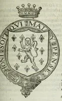 An illustration from A discouerie of errours in the first edition of the Catalogue of nobility, published by Raphe Brooke, Yorke Herald, 1619, and printed heerewith word for word, according to that edition : with a continuance of the successions, from 1619 vntill this present yeare, 1622 : at the end whereof, is annexed a review of a later edition, by him stolne into the world, 1621 (1622)