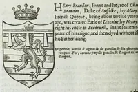 Picture 11 of 26 from A discouerie of errours in the first edition of the Catalogue of nobility, published by Raphe Brooke, Yorke Herald, 1619, and printed heerewith word for word, according to that edition : with a continuance of the successions, from 1619 vntill this present yeare, 1622 : at the end whereof, is annexed a review of a later edition, by him stolne into the world, 1621 (1622), leaf 380