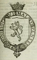 An illustration from A discouerie of errours in the first edition of the Catalogue of nobility, published by Raphe Brooke, Yorke Herald, 1619, and printed heerewith word for word, according to that edition : with a continuance of the successions, from 1619 vntill this present yeare, 1622 : at the end whereof, is annexed a review of a later edition, by him stolne into the world, 1621 (1622)