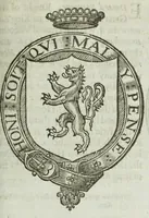 An illustration from A discouerie of errours in the first edition of the Catalogue of nobility, published by Raphe Brooke, Yorke Herald, 1619, and printed heerewith word for word, according to that edition : with a continuance of the successions, from 1619 vntill this present yeare, 1622 : at the end whereof, is annexed a review of a later edition, by him stolne into the world, 1621 (1622)