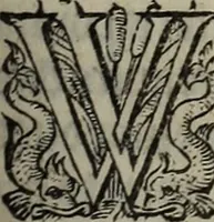 An illustration from The discouerie of witchcraft, : wherein the lewde dealing of witches and witchmongers is notablie detected, the knauerie of coniurors, the impietie of inchantors, the follie of soothsaiers, the impudent falshood of cousenors, the infidelitie of atheists, the pestilent practices of Pythonists, the curiositie of figure casters, the vanitie of dreamers, the beggerlie art of alcumystrie, the abhomination of idolatrie, the horrible art of poisoning, the vertue and power of naturall magike, and all the conueiances of legierdemaine and iuggling are deciphered: and many other things opened, which have long lien hidden, howbeit verie necessarie to be knowne. : Heerevnto is added a treatise vpon the nature and substance of spirits and diuels, & c (1584)