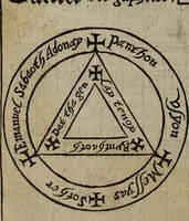An illustration from The discouerie of witchcraft, : wherein the lewde dealing of witches and witchmongers is notablie detected, the knauerie of coniurors, the impietie of inchantors, the follie of soothsaiers, the impudent falshood of cousenors, the infidelitie of atheists, the pestilent practices of Pythonists, the curiositie of figure casters, the vanitie of dreamers, the beggerlie art of alcumystrie, the abhomination of idolatrie, the horrible art of poisoning, the vertue and power of naturall magike, and all the conueiances of legierdemaine and iuggling are deciphered: and many other things opened, which have long lien hidden, howbeit verie necessarie to be knowne. : Heerevnto is added a treatise vpon the nature and substance of spirits and diuels, & c (1584)