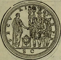 An illustration from Discours de la religion des anciens Romains : de la castrametation & discipline militaire d'iceux. Des bains & antiques exercitations grecques & romaines ... (1581)