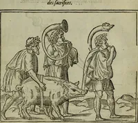 Picture 366 of 440 from Discours de la religion des anciens Romains : de la castrametation & discipline militaire d'iceux. Des bains & antiques exercitations grecques & romaines ... (1581), leaf 310