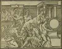 An illustration from Discours de la religion des anciens Romains : de la castrametation & discipline militaire d'iceux. Des bains & antiques exercitations grecques & romaines ... (1581)