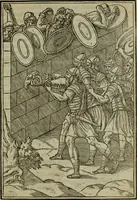 An illustration from Discours de la religion des anciens Romains : de la castrametation & discipline militaire d'iceux. Des bains & antiques exercitations grecques & romaines ... (1581)