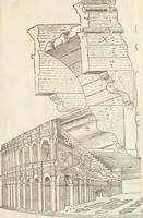 An illustration from Discovrs historial de l'antiqve et illvstre cité de Nismes en la Gaule narbonoise : auec les portraitz des plus antiques & insignes bastimens dudit lieu, reduitz à leur vraye mesure & proportion, ensemble de l'antique & moderne ville (1560)
