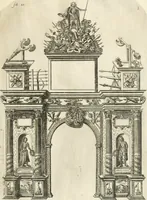 An illustration from Discovrs svr les arcs triomphavx dressés en la ville d'Aix : à l'heureuse arriuée de tres-chrestien, tres-grand, & tres-iuste monarque Lovys XIII. roy de France, & de Nauarre (1624)