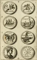 An illustration from Discovrs svr les medalles et gravevres antiques, principalement romaines. Plus, vne exposition particuliere de quelques planches ou tables estans sur la fin de ce liure, esquelles sont monstrees diuerses medalles & graueures antiques, rares & exquises (1579)