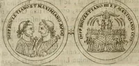 An illustration from Duplex dissertatio de duobus nummis Diocletiani et Licinii : ex cimelijs sereniss. ac reuerendiss. principis Leopoldi Cardinalis Medicei, cum auctario chronologico de votis decennalibus imperatorum ac caesarum (1676)
