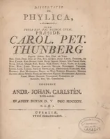 An illustration from Dissertatio de Phylica : quam venia exp. Fac. Medicæ Upsal. præside Carol. Pet. Thunberg ... (1804)
