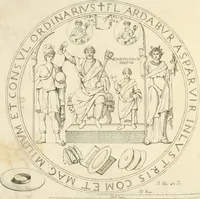 An illustration from Dissertazione sopra un clipeo votivo : spettante alla famiglia Ardaburia, trovato l'anno MDCCLXIX, nelle vicinanze d' Orbetello, ora esistente nel museo di S.A.R. Pietro Leopoldo, arciduca d'Austria e granduca di Toscana (1771)