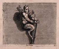 Picture 3 of 6 from Diuerses figures à l'eau forte de petits amours, anges vollants, et enfans : propre a mettre sur frontons, portes et autres lieux : ensemble, plus.rs sortes des masques (1644), leaf 73