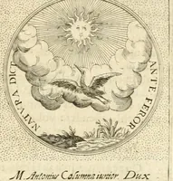 An illustration from Symbola diuina & humana pontificvm, imperatorvm, regvm : accessit breuis & facilis isagoge Iac. Typotii : ex mvsaeo Octavii de Strada civis Romani : tomus primus[-tertius] (1601)