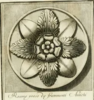 Picture 56 of 57 from Manuale di varj ornamenti tratti dalle fabbriche, e frammenti antichi : per uso, e commodo de' pittori, scultori, architetti, scarpellini, stuccatori, intagliatori di pietre, e legni, argentieri, giojellieri, ricamatori, ebanisti & c. (1781), leaf 108