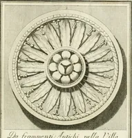 An illustration from Manuale di varj ornamenti tratti dalle fabbriche, e frammenti antichi : per uso, e commodo de' pittori, scultori, architetti, scarpellini, stuccatori, intagliatori di pietre, e legni, argentieri, giojellieri, ricamatori, ebanisti & c. (1781)