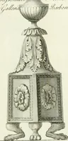 An illustration from Manuale di varj ornamenti tratti dalle fabbriche, e frammenti antichi : per uso, e commodo de' pittori, scultori, architetti, scarpellini, stuccatori, intagliatori di pietre, e legni, argentieri, giojellieri, ricamatori, ebanisti & c. (1781)