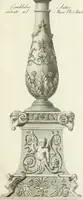 An illustration from Manuale di varj ornamenti tratti dalle fabbriche, e frammenti antichi : per uso, e commodo de' pittori, scultori, architetti, scarpellini, stuccatori, intagliatori di pietre, e legni, argentieri, giojellieri, ricamatori, ebanisti & c. (1781)