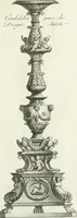 An illustration from Manuale di varj ornamenti tratti dalle fabbriche, e frammenti antichi : per uso, e commodo de' pittori, scultori, architetti, scarpellini, stuccatori, intagliatori di pietre, e legni, argentieri, giojellieri, ricamatori, ebanisti & c. (1781)