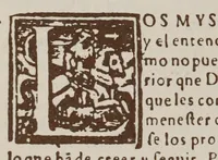An illustration from Doctrina Christiana, y catecismo para instruccion de los Indios, y de las de mas personas ... : con vn confessionario, y otras cosas necessarias ... (1584)