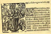 An illustration from Doctrina christiana en la lengua guasteca co[n] la lengua castellana, : la guasteca correspondiente acada palabra: de guasteco: segun q[ue] se pudo tolerar en la frasis: de la lengua guasteca: (1571)