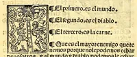 An illustration from Doctrina christiana en la lengua guasteca co[n] la lengua castellana, : la guasteca correspondiente acada palabra: de guasteco: segun q[ue] se pudo tolerar en la frasis: de la lengua guasteca: (1571)