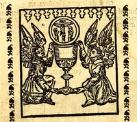 An illustration from Doctrina christiana en la lengua guasteca co[n] la lengua castellana, : la guasteca correspondiente acada palabra: de guasteco: segun q[ue] se pudo tolerar en la frasis: de la lengua guasteca: (1571)