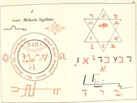 An illustration from Doktor Johannes Faust's Magia naturalis et innaturalis : oder, Dreifacher Höllenzwang, letztes Testament and Siegelkunst, nach einer kostbar ausgestattenten Handschrift in der Herzogl. Bibliothek zu Koburg vollständig und wortgetreu hrsg. in fünf Abtheilungen .. (1849)