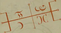 An illustration from Doktor Johannes Faust's Magia naturalis et innaturalis : oder, Dreifacher Höllenzwang, letztes Testament and Siegelkunst, nach einer kostbar ausgestattenten Handschrift in der Herzogl. Bibliothek zu Koburg vollständig und wortgetreu hrsg. in fünf Abtheilungen .. (1849)