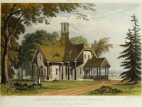 Picture 56 of 100 from Domestic architecture, being a series of designs for mansions, villas, rectory houses, parsonage houses, bailiffs' lodge, gardener's lodge, game-keeper's lodge, park gate lodges, etc. in the Grecian, Italian, and old English styles of architecture. With observations on the appropriate choice of site; the whole designed with strict reference to the practicability of erection, and with due attention to the important consideration of uniting elegance, convenience and domestic comfort with economy ... With accurate estimates appended to each design (1833), leaf 163